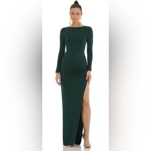 Lucy in the sky Open Back Maxi Dress in Green